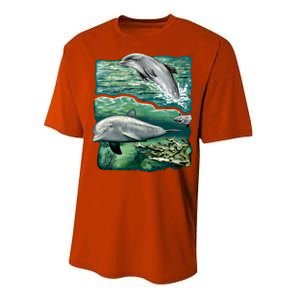 Cute Abstract dolphins In Sea Life Performance Sprint T-Shirt