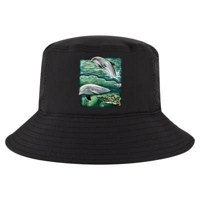 Cute Abstract dolphins In Sea Life Cool Comfort Performance Bucket Hat