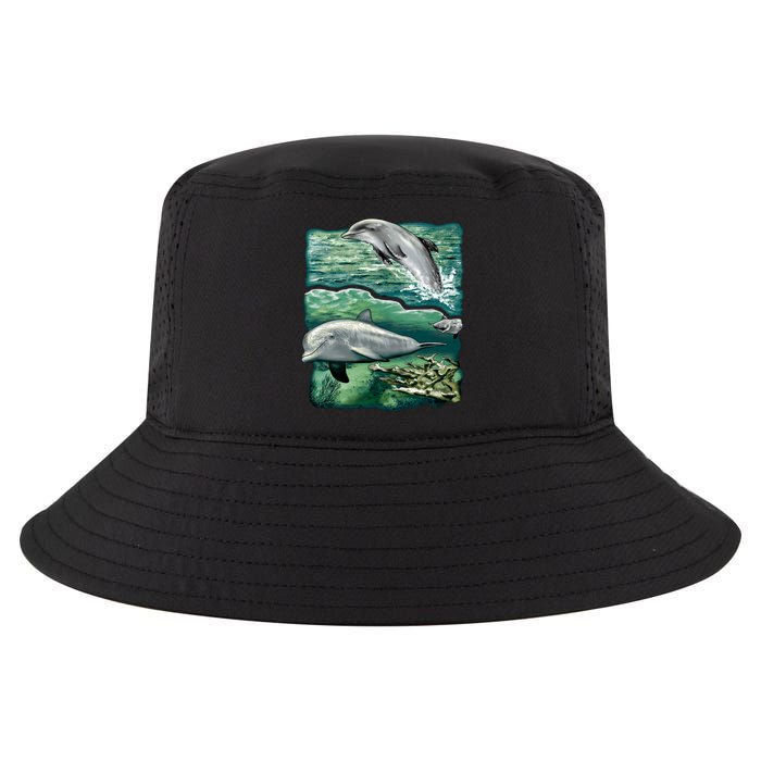 Cute Abstract dolphins In Sea Life Cool Comfort Performance Bucket Hat