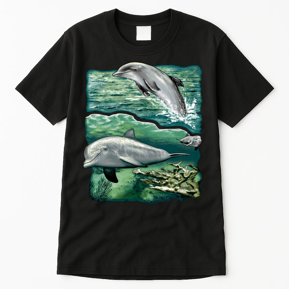 Cute Abstract dolphins In Sea Life Tall T-Shirt