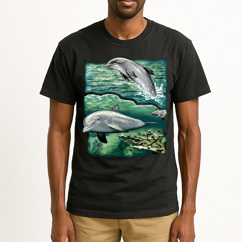 Cute Abstract dolphins In Sea Life Tall T-Shirt
