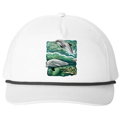 Cute Abstract dolphins In Sea Life Snapback Five-Panel Rope Hat