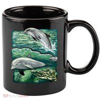 Cute Abstract dolphins In Sea Life 11oz C Handle Ceramic Mug