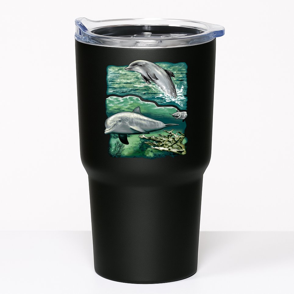 Cute Abstract dolphins In Sea Life Tumbler