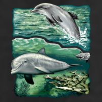 Cute Abstract dolphins In Sea Life 25L Jumbo Tote