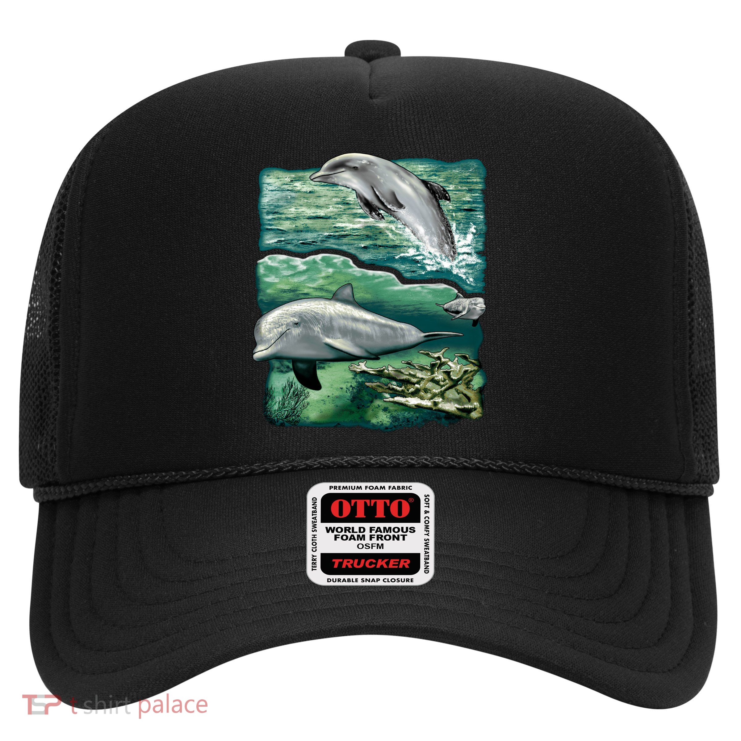 Cute Abstract dolphins In Sea Life Trucker Hat