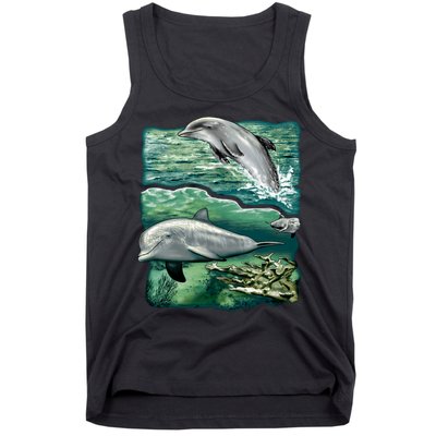 Cute Abstract dolphins In Sea Life Tank Top