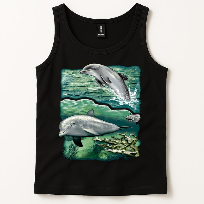 Cute Abstract dolphins In Sea Life Tank Top