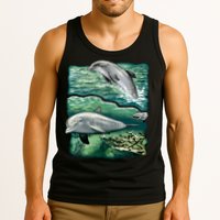 Cute Abstract dolphins In Sea Life Tank Top