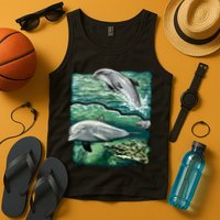 Cute Abstract dolphins In Sea Life Tank Top
