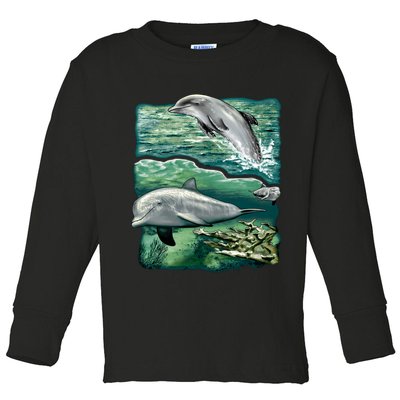 Cute Abstract dolphins In Sea Life Toddler Long Sleeve Shirt