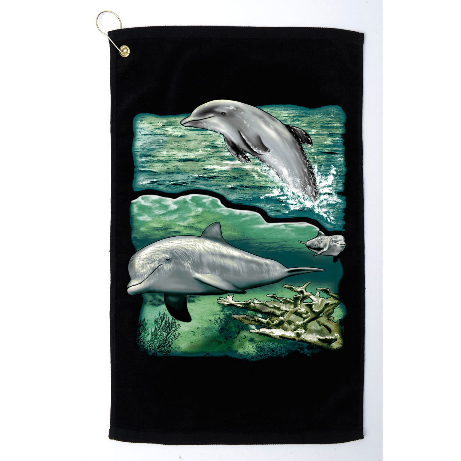 Cute Abstract dolphins In Sea Life Golf Towel