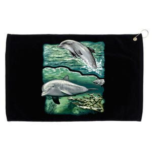 Cute Abstract dolphins In Sea Life Grommeted Golf Towel