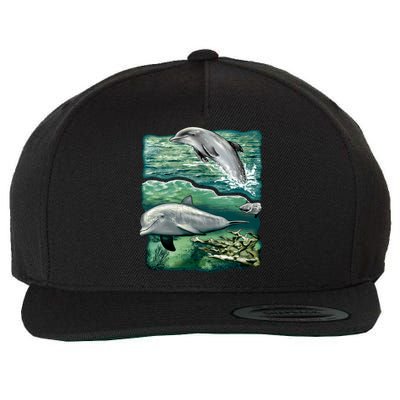 Cute Abstract dolphins In Sea Life Wool Snapback Cap