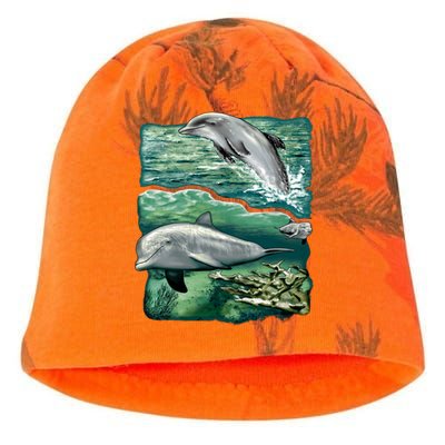 Cute Abstract dolphins In Sea Life Kati - Camo Knit Beanie