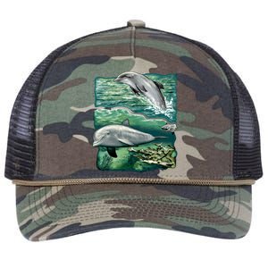 Cute Abstract dolphins In Sea Life Retro Rope Trucker Hat Cap