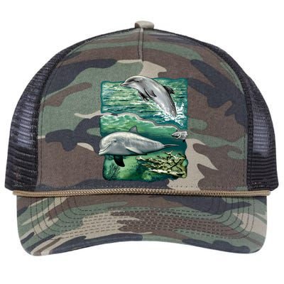 Cute Abstract dolphins In Sea Life Retro Rope Trucker Hat Cap