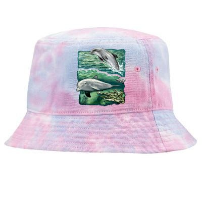 Cute Abstract dolphins In Sea Life Tie-Dyed Bucket Hat