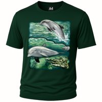 Cute Abstract dolphins In Sea Life Cooling Performance Crew T-Shirt