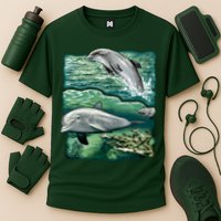 Cute Abstract dolphins In Sea Life Cooling Performance Crew T-Shirt