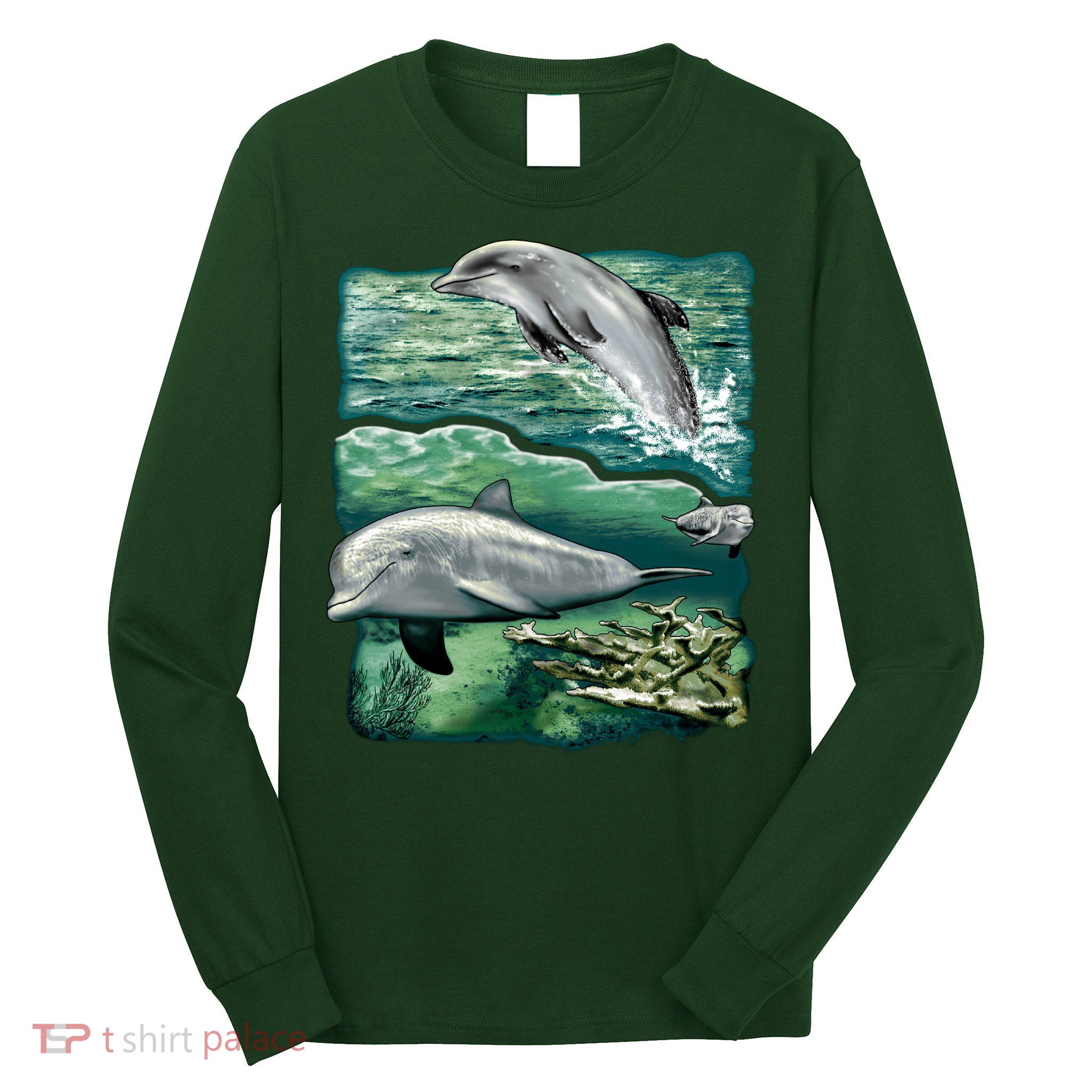 Cute Abstract dolphins In Sea Life Long Sleeve Shirt