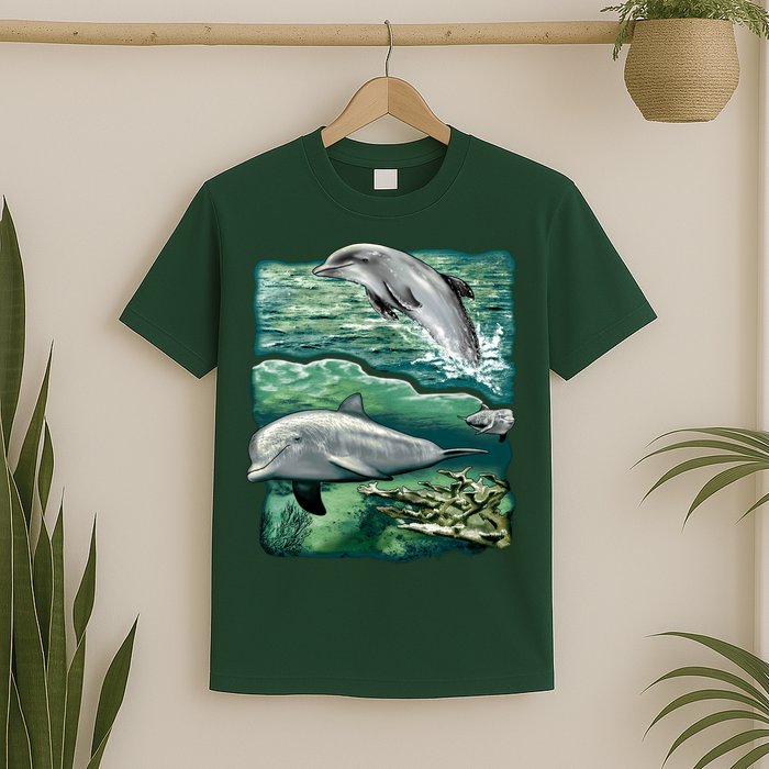 Cute Abstract dolphins In Sea Life T-Shirt