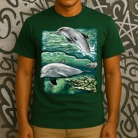 Cute Abstract dolphins In Sea Life T-Shirt