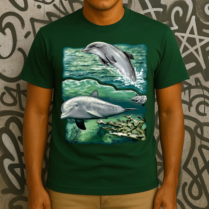 Cute Abstract dolphins In Sea Life T-Shirt