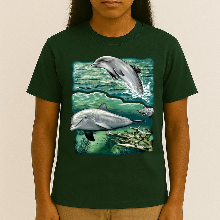 Cute Abstract dolphins In Sea Life T-Shirt
