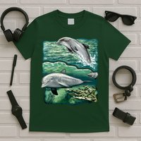 Cute Abstract dolphins In Sea Life T-Shirt