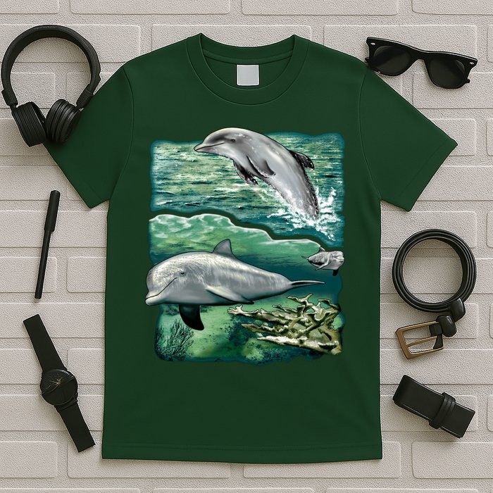 Cute Abstract dolphins In Sea Life T-Shirt