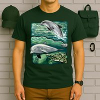 Cute Abstract dolphins In Sea Life T-Shirt