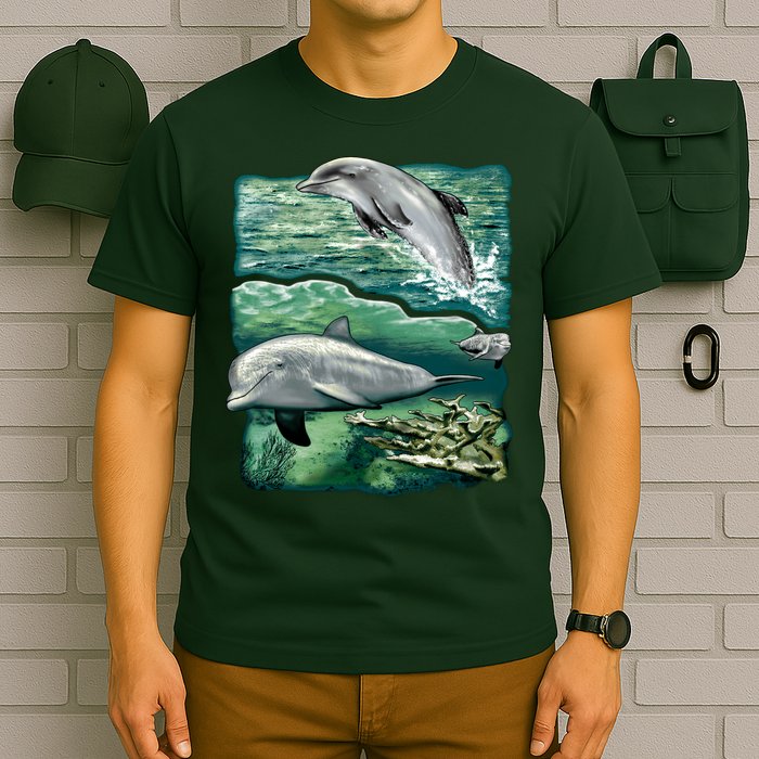 Cute Abstract dolphins In Sea Life T-Shirt