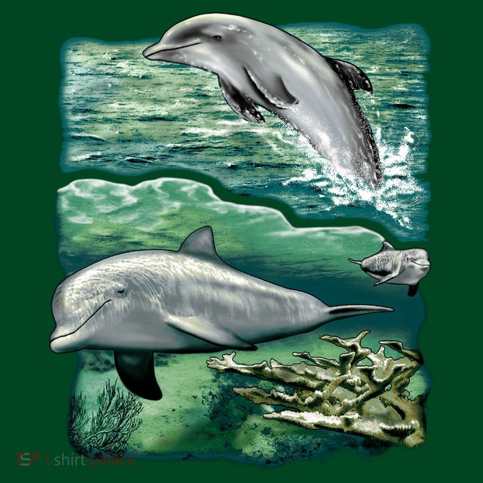 Cute Abstract dolphins In Sea Life Button