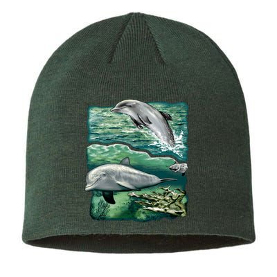 Cute Abstract dolphins In Sea Life Sustainable Beanie