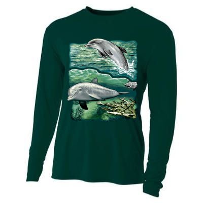 Cute Abstract dolphins In Sea Life Cooling Performance Long Sleeve Crew
