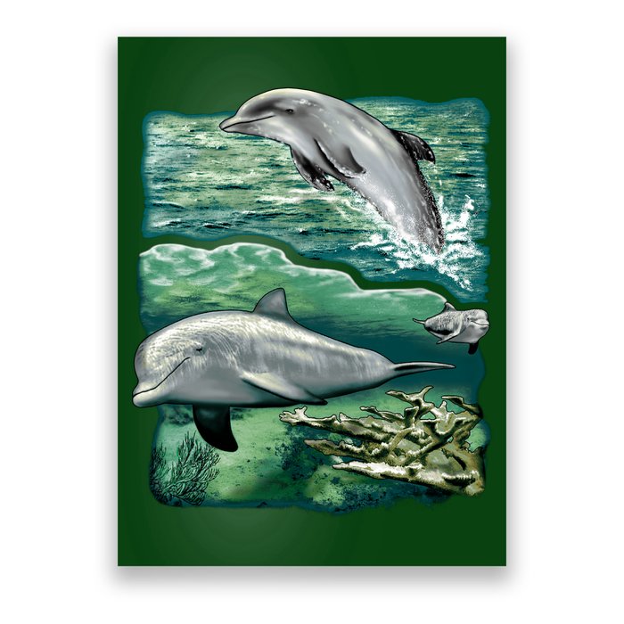 Cute Abstract dolphins In Sea Life Poster