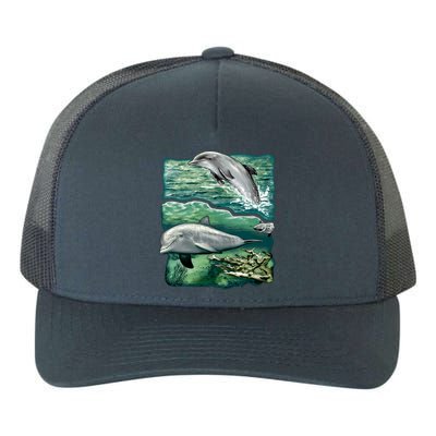 Cute Abstract dolphins In Sea Life Yupoong Adult 5-Panel Trucker Hat