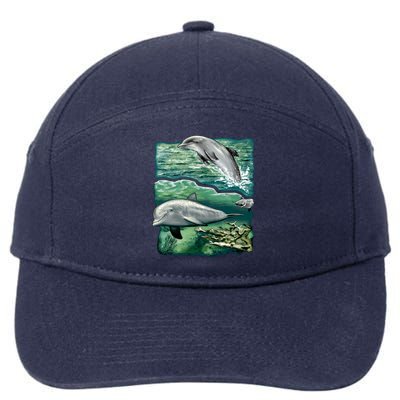 Cute Abstract dolphins In Sea Life 7-Panel Snapback Hat