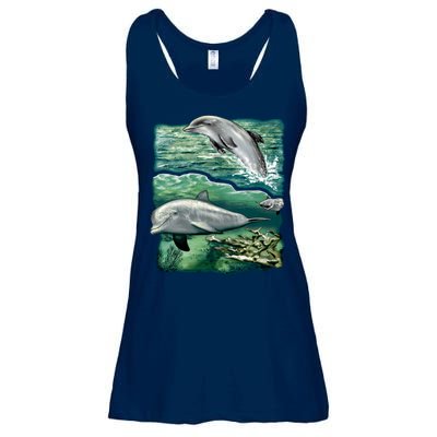 Cute Abstract dolphins In Sea Life Ladies Essential Flowy Tank