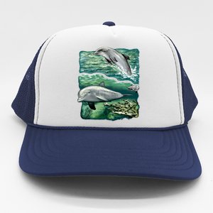 Cute Abstract dolphins In Sea Life Trucker Hat