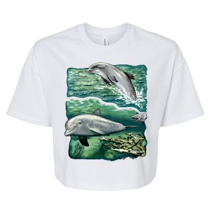 Cute Abstract dolphins In Sea Life Bella+Canvas Jersey Crop Tee