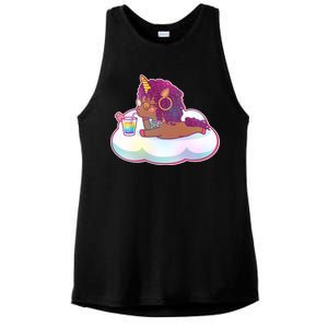 Cute Afro Unicorn Ladies PosiCharge Tri-Blend Wicking Tank