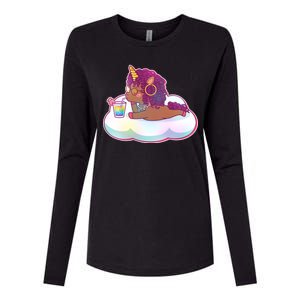 Cute Afro Unicorn Womens Cotton Relaxed Long Sleeve T-Shirt