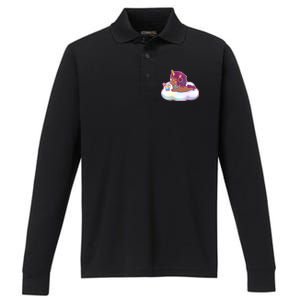 Cute Afro Unicorn Performance Long Sleeve Polo