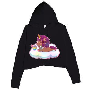 Cute Afro Unicorn Crop Fleece Hoodie