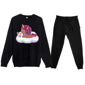 Cute Afro Unicorn Premium Crewneck Sweatsuit Set