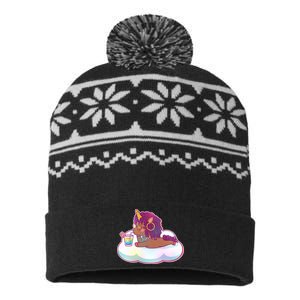 Cute Afro Unicorn USA-Made Snowflake Beanie