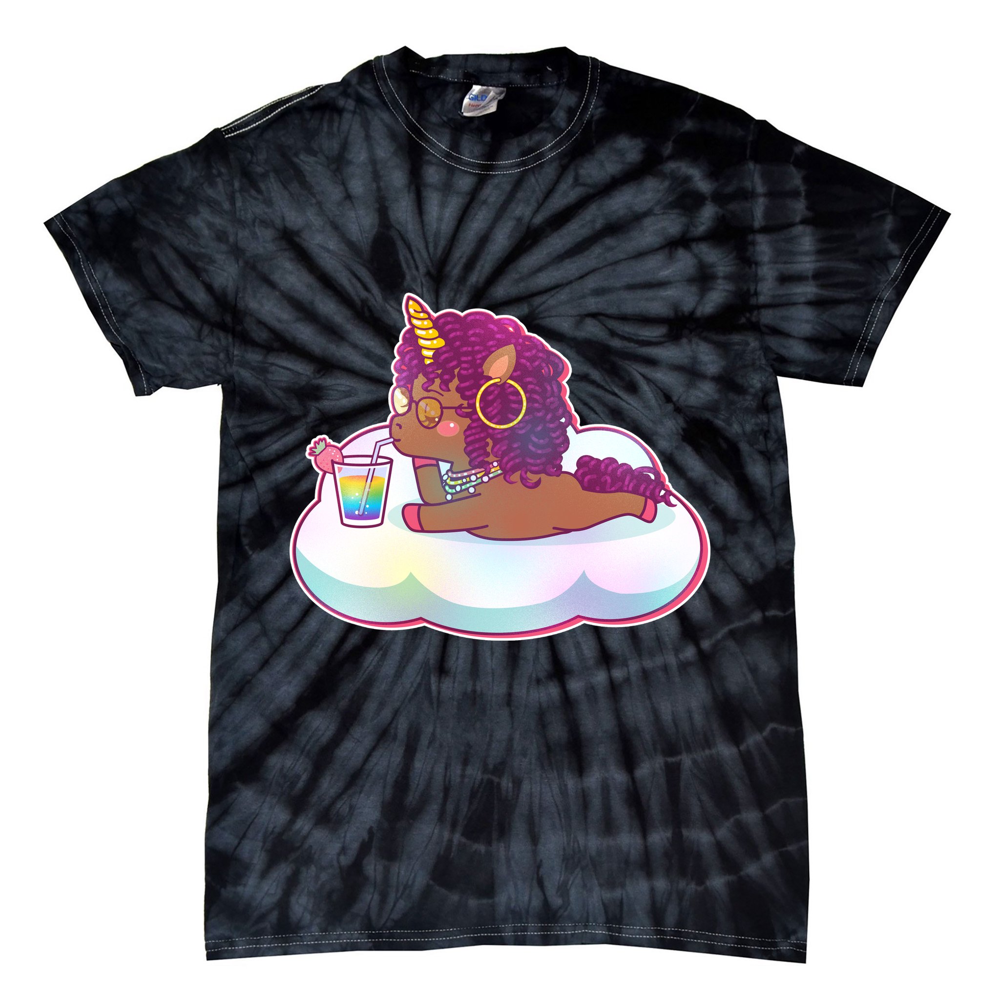 Cute Afro Unicorn Tie-Dye T-Shirt