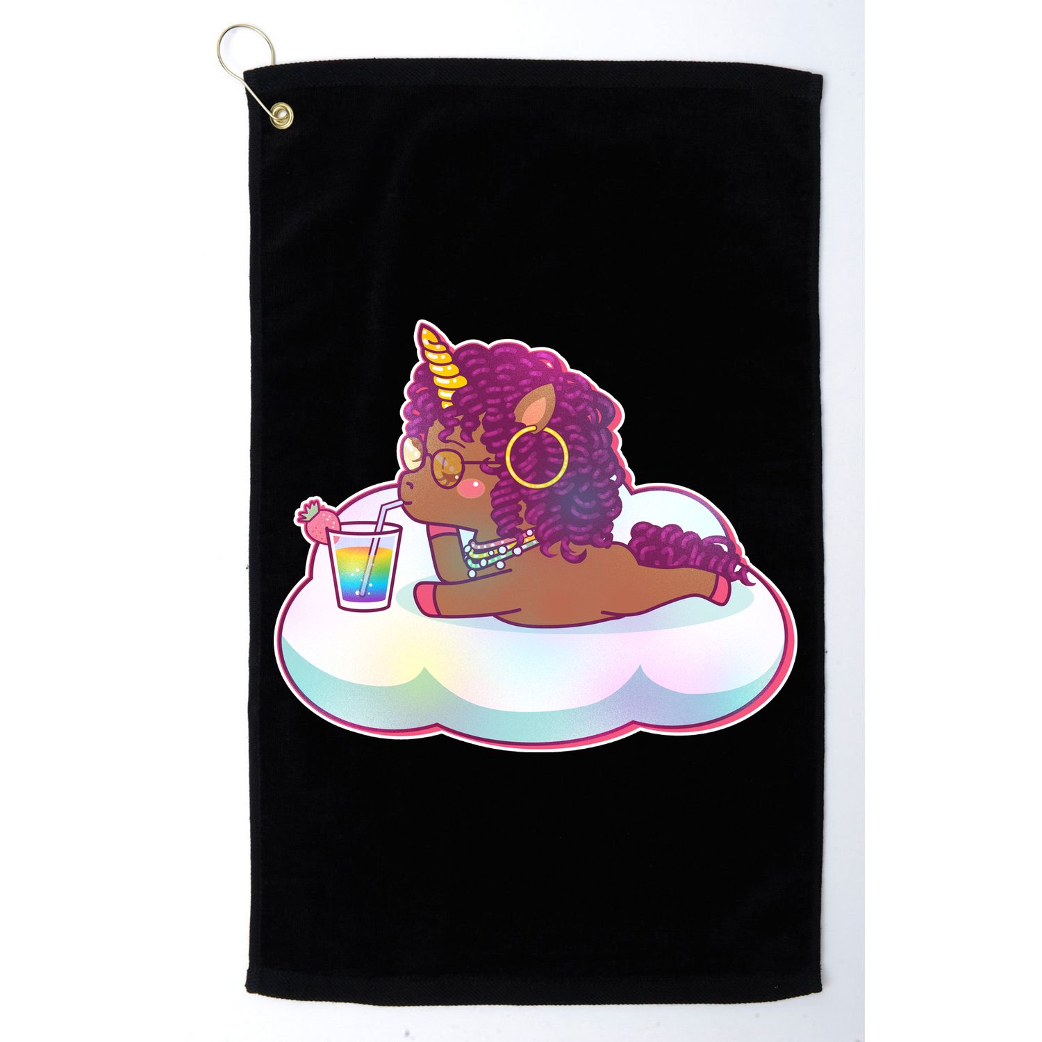 Cute Afro Unicorn Golf Towel